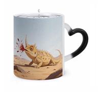 FZMVSQH Magic Coffee Mug Cups Personalized Horned Lizard in Desert Color Changing Mug Heat Sensitive Heat Changing Coffee Mugs with Handle 11 Oz Mugs Funny Ceramic Cup for Tea/Latte/Milk/Cocoa