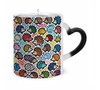 FZMVSQH Magic Coffee Mug Cups Personalized Little Hedgehog Graffiti Color Changing Mug Heat Sensitive Heat Changing Coffee Mugs with Handle 11 Oz Mugs Funny Ceramic Cup for Tea/Latte/Milk/Cocoa