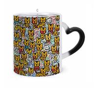 FZMVSQH Magic Coffee Mug Cups Personalized Little Tiger Graffiti Color Changing Mug Heat Sensitive Heat Changing Coffee Mugs with Handle 11 Oz Mugs Funny Ceramic Cup for Tea/Latte/Milk/Cocoa