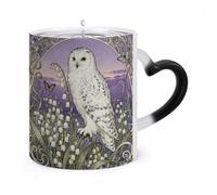 FZMVSQH Magic Coffee Mug Cups Personalized Snowy Owl Lily Valley Color Changing Mug Heat Sensitive Heat Changing Coffee Mugs with Handle 11 Oz Mugs Funny Ceramic Cup for Tea/Latte/Milk/Cocoa
