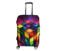 FZMVSQH Magic Cube Puzzle Luggage Cover Travel Suitcase Covers for Luggage Elastic Carry on Luggage Covers for Suitcase Tsa Approved Washable Luggage Sleeve Protector Fits 18-32 Inch, style, L
