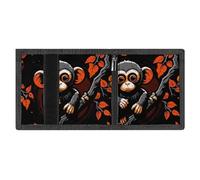 FZMVSQH Monkey on Red Branch Mens Trifold Wallet Minimalist Wallet for Men, Rfid Blocking Wallets, 8 Credit Card Holder 1 Note Pocket Coin Pocket & Id Window, Slim Velcro Tri Fold Wallets