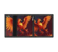 FZMVSQH Orange Red Phoenix Mens Trifold Wallet Minimalist Wallet for Men, Rfid Blocking Wallets, 8 Credit Card Holder 1 Note Pocket Coin Pocket & Id Window, Slim Velcro Tri Fold Wallets