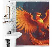 FZMVSQH Orange Red Phoenix Shower Curtain for Bathroom Bathtub Waterproof Bath Curtain with 12 Hooks 7 Metal Grommets Machine Washable Polyester Window & Door Curtains Room Divider Decor
