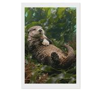 FZMVSQH Otter in Kelp Bed 5D Diamond Art Kits for Adults Personalized Large Diamond Art DIY Full Drill Diamonds Dot Crystal Rhinestone Diamonds Painting Round Gem Art Kit for Home Wall Decor 8x12