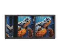 FZMVSQH Painted Sea Turtle Mens Trifold Wallet Minimalist Wallet for Men, Rfid Blocking Wallets, 8 Credit Card Holder 1 Note Pocket Coin Pocket & Id Window, Slim Velcro Tri Fold Wallets