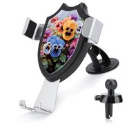 FZMVSQH Pansy Flowers Universal Car Phone Holder Upgraded 3-in-1 Car Phone Holders Mount Smartphone Mount Cell Phone Car Mounts with Suction Cup for Car Dashboard Windshield Air Vent