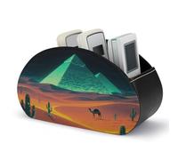 FZMVSQH PU Leather Shining Desert Remote Control Holder Caddy with 5 Compartments Nightstand TV Remote Caddy Small Desktop Organizer Storage for Remotes Makeup Office Supplies