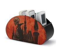 FZMVSQH PU Leather Vampires And Ghosts Remote Control Holder Caddy with 5 Compartments Nightstand TV Remote Caddy Small Desktop Organizer Storage for Remotes Makeup Office Supplies