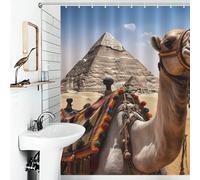 FZMVSQH Pyramid Camel Shower Curtain for Bathroom Bathtub Waterproof Bath Curtain with 12 Hooks 7 Metal Grommets Machine Washable Polyester Window & Door Curtains Room Divider Decor
