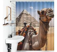 FZMVSQH Pyramid Camel Shower Curtain for Bathroom Bathtub Waterproof Bath Curtain with 12 Hooks 7 Metal Grommets Machine Washable Polyester Window & Door Curtains Room Divider Decor