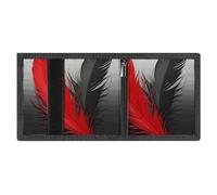 FZMVSQH Red And Black Feather Mens Trifold Wallet Minimalist Wallet for Men, Rfid Blocking Wallets, 8 Credit Card Holder 1 Note Pocket Coin Pocket & Id Window, Slim Velcro Tri Fold Wallets