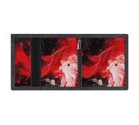 FZMVSQH Red Black White Abstract Mens Trifold Wallet Minimalist Wallet for Men, Rfid Blocking Wallets, 8 Credit Card Holder 1 Note Pocket Coin Pocket & Id Window, Slim Velcro Tri Fold Wallets