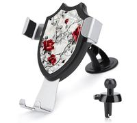 FZMVSQH Red Flower Rose Design Universal Car Phone Holder Upgraded 3-in-1 Car Phone Holders Mount Smartphone Mount Cell Phone Car Mounts with Suction Cup for Car Dashboard Windshield Air Vent