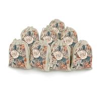 FZMVSQH Retro Flower Pattern 8 PCS Cotton Drawstring Bags Reusable Muslin Bags Natural Cotton Bag with Drawstring Small Jewelry Pouch for Party Wedding Fabric Gift Bag for Spice Herb Candy Soap