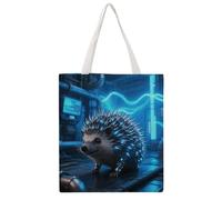 FZMVSQH Reusable Canvas Tote Bag Lightweight Foldable Grocery & Hedgehog Shopping Tote with Shoulder Straps Heavy-Duty Quilted Utility Bags Teacher Nurse Work Essentials Carrier