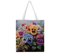 FZMVSQH Reusable Canvas Tote Bag Lightweight Foldable Grocery & Pansy Flowers Shopping Tote with Shoulder Straps Heavy-Duty Quilted Utility Bags Teacher Nurse Work Essentials Carrier