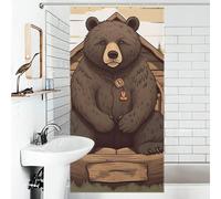 FZMVSQH Rustic Lodge Bear Shower Curtain for Bathroom Bathtub Waterproof Bath Curtain with 12 Hooks 7 Metal Grommets Machine Washable Polyester Window & Door Curtains Room Divider Decor