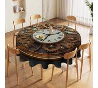 FZMVSQH Rusty Steampunk Clock 70 Inch Round Tablecloth for 30-54 Inch Tables Wrinkle Free Table Cloths Polyester Fabric Washable Dining Table Cover for Wedding Birthday Party Buffet Banquet Decor