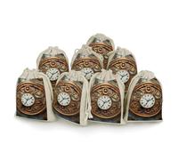 FZMVSQH Rusty Steampunk Clock 8 PCS Cotton Drawstring Bags Reusable Muslin Bags Natural Cotton Bag with Drawstring Small Jewelry Pouch for Party Wedding Fabric Gift Bag for Spice Herb Candy Soap