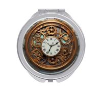 FZMVSQH Rusty Steampunk Clock Compact Mirror 1x/2x Magnification Round Travel Makeup Mirror Double Sided Portable Handheld Mirrrors for Pocket Purse Travel Essentials Gift for Women Girl