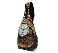 FZMVSQH Rusty Steampunk Clock Crossbody Bag Rfid Blocking Casual Shoulder Sling Backpack Waterproof Chest Bag Pack Lightweight Hiking Daypack Backpack Man Purse Travel Sling Bags for Women Men