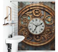 FZMVSQH Rusty Steampunk Clock Shower Curtain for Bathroom Bathtub Waterproof Bath Curtain with 12 Hooks 7 Metal Grommets Machine Washable Polyester Window & Door Curtains Room Divider Decor