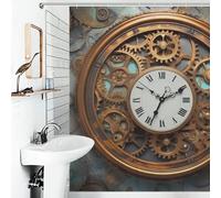 FZMVSQH Rusty Steampunk Clock Shower Curtain for Bathroom Bathtub Waterproof Bath Curtain with 12 Hooks 7 Metal Grommets Machine Washable Polyester Window & Door Curtains Room Divider Decor