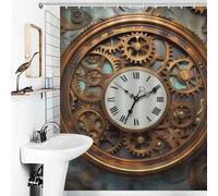 FZMVSQH Rusty Steampunk Clock Shower Curtain for Bathroom Bathtub Waterproof Bath Curtain with 12 Hooks 7 Metal Grommets Machine Washable Polyester Window & Door Curtains Room Divider Decor