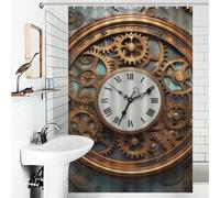 FZMVSQH Rusty Steampunk Clock Shower Curtain for Bathroom Bathtub Waterproof Bath Curtain with 12 Hooks 7 Metal Grommets Machine Washable Polyester Window & Door Curtains Room Divider Decor