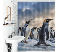 FZMVSQH Sea Penguin Shower Curtain for Bathroom Bathtub Waterproof Bath Curtain with 12 Hooks 7 Metal Grommets Machine Washable Polyester Window & Door Curtains Room Divider Decor