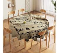 FZMVSQH Sheet Music 60 Inch Round Tablecloth for 20-48 Inch Tables Wrinkle Free Table Cloths Polyester Fabric Washable Dining Table Cover for Wedding Birthday Party Buffet Banquet Decor