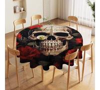FZMVSQH Skull Rose-Red 60 Inch Round Tablecloth for 20-48 Inch Tables Wrinkle Free Table Cloths Polyester Fabric Washable Dining Table Cover for Wedding Birthday Party Buffet Banquet Decor