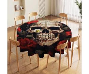 FZMVSQH Skull Rose-Red 70 Inch Round Tablecloth for 30-54 Inch Tables Wrinkle Free Table Cloths Polyester Fabric Washable Dining Table Cover for Wedding Birthday Party Buffet Banquet Decor