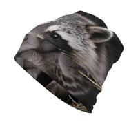 FZMVSQH Slouchy Beanie Hat Lightweight Cuff Raccoons Skull Cap Sweat Wicking Winter Thermal Hat Black