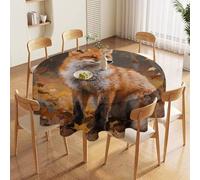 FZMVSQH Sly Fox 70 Inch Round Tablecloth for 30-54 Inch Tables Wrinkle Free Table Cloths Polyester Fabric Washable Dining Table Cover for Wedding Birthday Party Buffet Banquet Decor