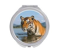 FZMVSQH Tiger Compact Mirror 1x/2x Magnification Round Travel Makeup Mirror Double Sided Portable Handheld Mirrrors for Pocket Purse Travel Essentials Gift for Women Girl