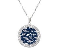 FZMVSQH Various Sea Fish Diamond Necklace for Women Girlfriend 20" Chain Hypoallergenic Jewelry Memorial Couple Necklace Custom Photo Pendant Necklaces Birthday Anniversary Romantic Gift for Her, One