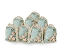 FZMVSQH Vintage Style Flowers 8 PCS Cotton Drawstring Bags Reusable Muslin Bags Natural Cotton Bag with Drawstring Small Jewelry Pouch for Party Wedding Fabric Gift Bag for Spice Herb Candy Soap