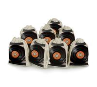 FZMVSQH Vintage Vinyl Record 8 PCS Cotton Drawstring Bags Reusable Muslin Bags Natural Cotton Bag with Drawstring Small Jewelry Pouch for Party Wedding Fabric Gift Bag for Spice Herb Candy Soap