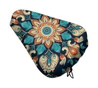 FZMVSQH Waterproof Bike Seat Cover Vintage Mandala Flowers Printed Comfortable Bike Seat Cover with Drawstring Seat Cover Mountain Bike Seat Cover Rain Dust Protective Cushion Saddle Cover