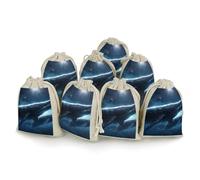 FZMVSQH Whales Traveling in Space 8 PCS Cotton Drawstring Bags Reusable Muslin Bags Natural Cotton Bag with Drawstring Small Jewelry Pouch for Party Wedding Fabric Gift Bag for Spice Herb Candy Soap