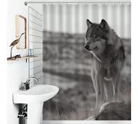FZMVSQH Wolf On The Grass Shower Curtain for Bathroom Bathtub Waterproof Bath Curtain with 12 Hooks 7 Metal Grommets Machine Washable Polyester Window & Door Curtains Room Divider Decor