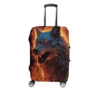 FZMVSQH Wolf Surrounded by Fire Luggage Cover Travel Suitcase Covers for Luggage Elastic Carry on Luggage Covers for Suitcase Tsa Approved Washable Luggage Sleeve Protector Fits 18-32 Inch, style