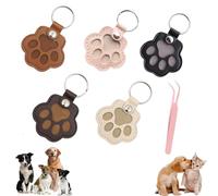 FZOERZL 5PCS Personalized Pet Hair Keepsake Box for Dog, Pets Hair Storage Pouch Fur Memorial Keyring for Pet Commemorative,Dog Cat Paw Shape Leather Keychain Pendant 5pcs