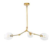 FZQSXAZU Glass Globe, Starburst Modern Sputnik, Creative Iron Art Light,E27 Nordic Molecular, Brass Plating Ceiling Light Fixture During Dining-Clear lampshade GOL Made in