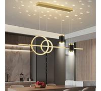 FZQSXAZU Led with Star Projection Lamp,Modern Dimmable LED Pendant Light Spotlights,Adjustable Linear Hanging for Kitchen Island-Gold a 100x120cm(39x47inch)