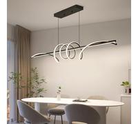 FZQSXAZU Modern Ceiling Chandelier Light Acrylic Anti Flicker Pendant Lamp with Remote Control Dimmable 3 Color Mode & Brightness (Warm Cool Neutral Light) for Kitchen Bar Chandelier(Black,