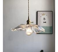 FZQSXAZU Modern Flower Glass Lampshade Nordic Pendant Ceiling Lighting E27 Single-Head Brass Hanging Lamp for Kitchen Island Restaurant Dining Hall Bar Cafe