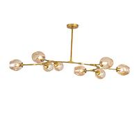 FZQSXAZU Modern Glass Branch, Adjustable E27 Molecular Hanging Light Fixture for Living Room Bedroom Indoor Decor, Creative Amber Lampshade Design 8 Bulbs